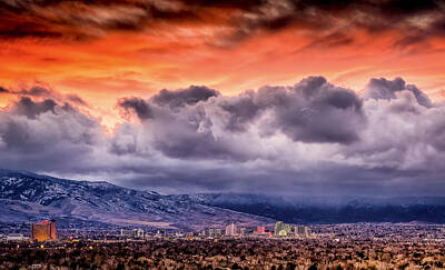 Fantasy Photos - January Sunset over Reno by Janis Knight