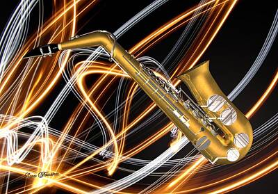 Jazz Digital Art Rights Managed Images - Jazz Saxaphone  Royalty-Free Image by Louis Ferreira