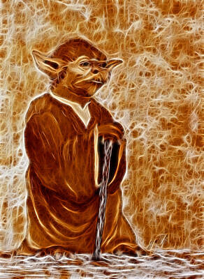 Desert Plants - Jedi Master Yoda digital from original coffee painting by Georgeta Blanaru