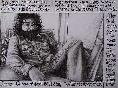 Musicians Drawings - Jerry Garcia....taken from Rollingstone interview 1972 by Leandria Goodman
