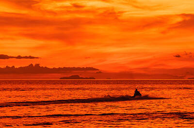 Ethereal Rights Managed Images - Jetski ride into the sunset Royalty-Free Image by Colin Utz