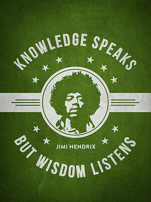 Musician Digital Art - Jimi Hendrix - Green by Aged Pixel