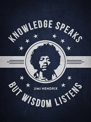 Musicians Digital Art - Jimi Hendrix - Navy Blue by Aged Pixel