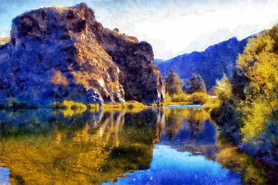 Recently Sold - Impressionism Digital Art Rights Managed Images - John Day River Royalty-Free Image by Kaylee Mason