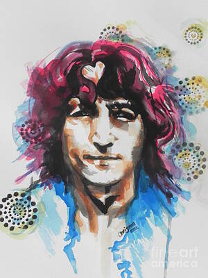 Music Paintings - John Lennon 02 by Chrisann Ellis