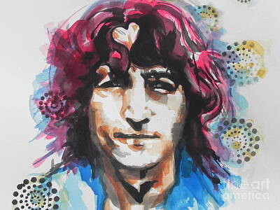 Rock And Roll Paintings - John Lennon..Up Close by Chrisann Ellis