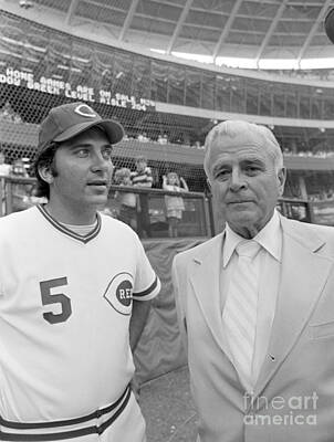 Baseball Photos - Johnny Bench and Louis Nippert by The Harrington Collection