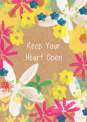 Floral Paintings - Keep Your Heart Open by Linda Woods