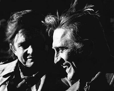 Actors Photos - Kirk Douglas laughing Johnny Cash Old Tucson Arizona 1971 by David Lee Guss