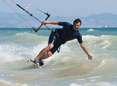 Beach Royalty-Free and Rights-Managed Images - Kite Surfing In Front Of Hotel Dos by Ben Welsh
