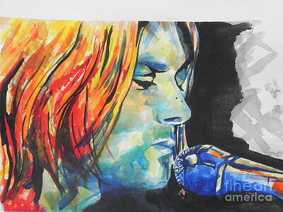 Musicians Painting Rights Managed Images - Kurt Cobain Royalty-Free Image by Chrisann Ellis