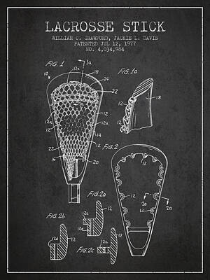 Recently Sold - Sports Digital Art - Lacrosse Stick Patent from 1977 -  Charcoal by Aged Pixel