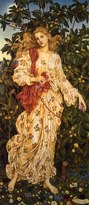 Discover Inventions Rights Managed Images - Lady Flora Goddess of Blossoms and Flowers Royalty-Free Image by Evelyn de Morgan