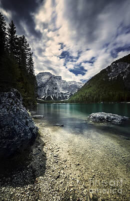 Mountain Royalty-Free and Rights-Managed Images - Lake Braies And Dolomite Alps by Evgeny Kuklev
