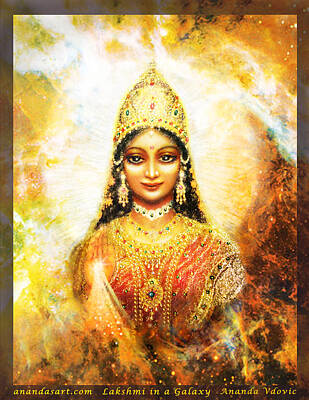 Recently Sold - Landscapes Mixed Media - Lakshmi Goddess of Abundance in a Galaxy by Ananda Vdovic
