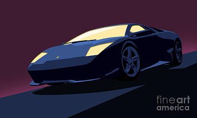 Transportation Digital Art Royalty Free Images - Lamborghini Murcielago - Pop Art Royalty-Free Image by Pixel  Chimp