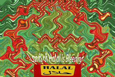 Comics Mixed Media - Land of Halal is Bleeding  Political Emotional Humanitarian Global Terrorism Religious Activism  Ara by Navin Joshi