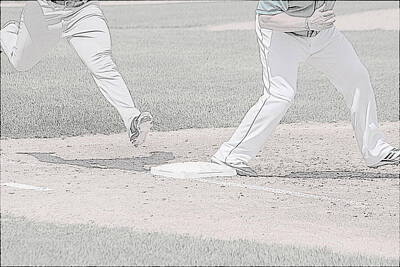Baseball Royalty Free Images - Landing On The Bag Royalty-Free Image by Karol Livote