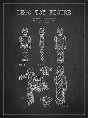 Science Fiction Digital Art - Lego Toy Figure Patent - Dark by Aged Pixel