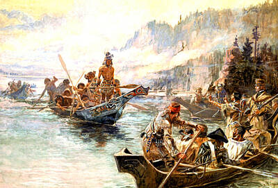 Landmarks Digital Art - Lewis and Clark on the Lower Columbia  by Charles Russell