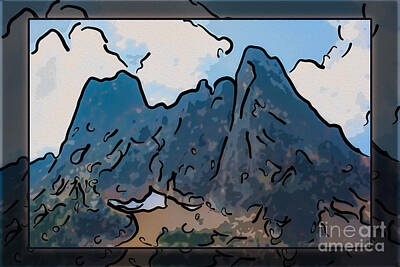 Abstract Landscape Royalty-Free and Rights-Managed Images - Liberty Bell Mountain Abstract Landscape Painting by Omaste Witkowski