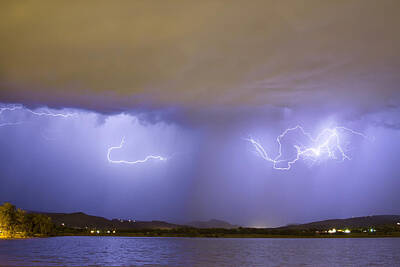 Only Orange - Lightning and Rain Over Rocky Mountain Foothills by James BO Insogna