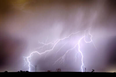 Pretty In Pink - Lightning Strikes The Dacono Oil Fields by James BO Insogna