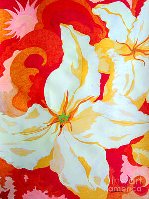 Abstract Flowers Drawings - Lily by Kathleen Allen