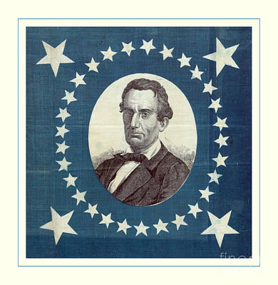 Politicians Photo Royalty Free Images - Lincoln 1860 Presidential Campaign Banner - Bust Portrait Royalty-Free Image by Lone Palm Studio