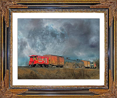 Landscapes Mixed Media - Little Red Caboose  by Betsy Knapp