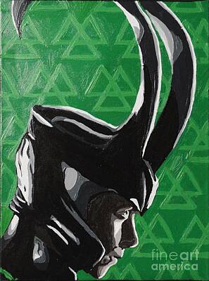 Comics Paintings - Loki by Ellen Nicole Allen