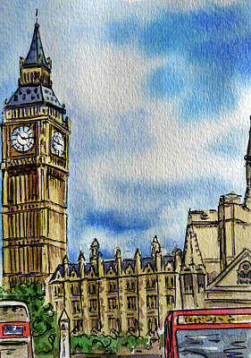 Best Sellers - Cities Paintings - London England Big Ben by Irina Sztukowski