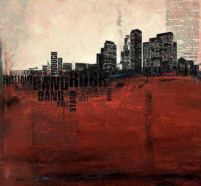 City Scenes Paintings - Los Angeles Collage 3 Alternative by Corporate Art Task Force