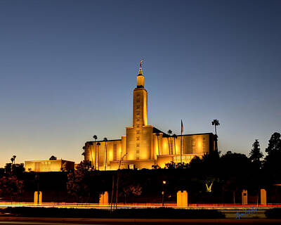 Cities Royalty-Free and Rights-Managed Images - Los Angeles Twilight Temple by Kevin  Ellis