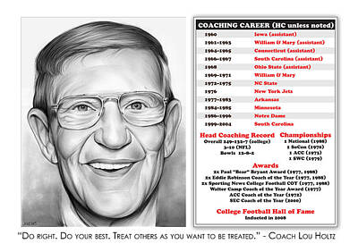 Football Mixed Media Royalty Free Images - Lou Holtz Royalty-Free Image by Greg Joens