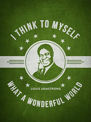 Musician Digital Art - Louis Armstrong - Green by Aged Pixel