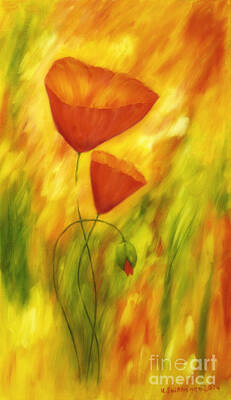 Abstract Flowers Paintings - Lovely poppies by Veikko Suikkanen
