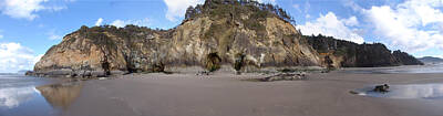 Vintage Signs - Low Tide Beach Cliffs Panoramic by Ian McAdie