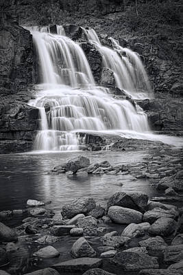 Randall Nyhof Photo Royalty Free Images - Lower Gooseberry Falls in Black and White Royalty-Free Image by Randall Nyhof