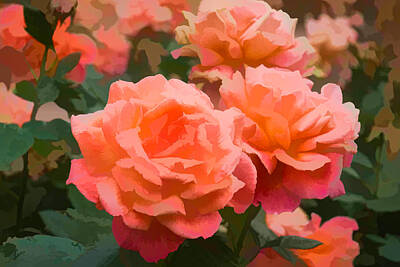 Floral Digital Art - Luscious Fragrant Roses - Impressions of June by Georgia Mizuleva