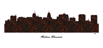 Cities Royalty-Free and Rights-Managed Images - Madison Wisconsin Molten Lava Skyline by Gregory Murray