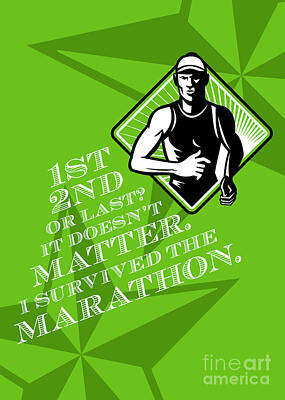Athletes Digital Art - Male Marathon Runner Retro Poster by Aloysius Patrimonio