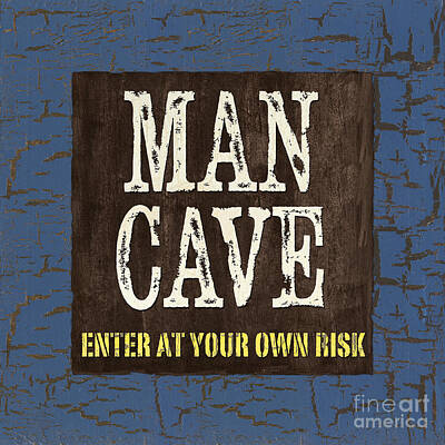 Beer Paintings - Man Cave Enter at your own Risk by Debbie DeWitt