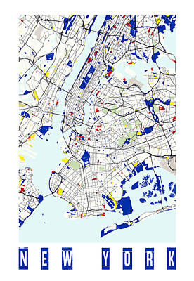 The Underwater Story Royalty Free Images - Map of New York in the style of Piet Mondrian  Royalty-Free Image by Celestial Images
