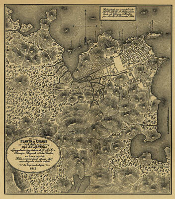 Fireworks - Map of Rio de Janeiro 1812 by Andrew Fare