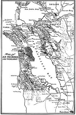 Advertising Archives Rights Managed Images - Map of San Francisco Bay and There about circa 1905 Royalty-Free Image by Monterey County Historical Society