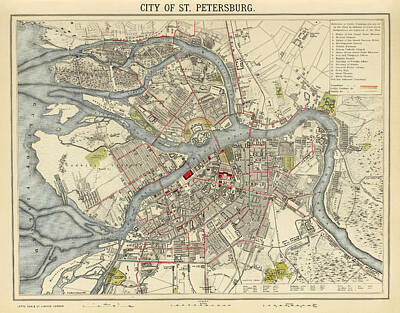 Animal Portraits - Map of St. Petersburg 1883 by Andrew Fare