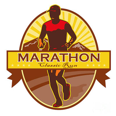 Athletes Digital Art - Marathon Classic Run Retro by Aloysius Patrimonio