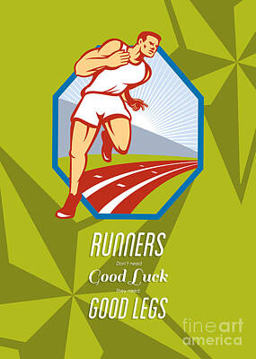 Athletes Digital Art - Marathon Runner Race Track Retro Poster by Aloysius Patrimonio