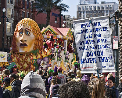 Frog Art - Mardi Gras Rex and the Protestors by Ray Devlin